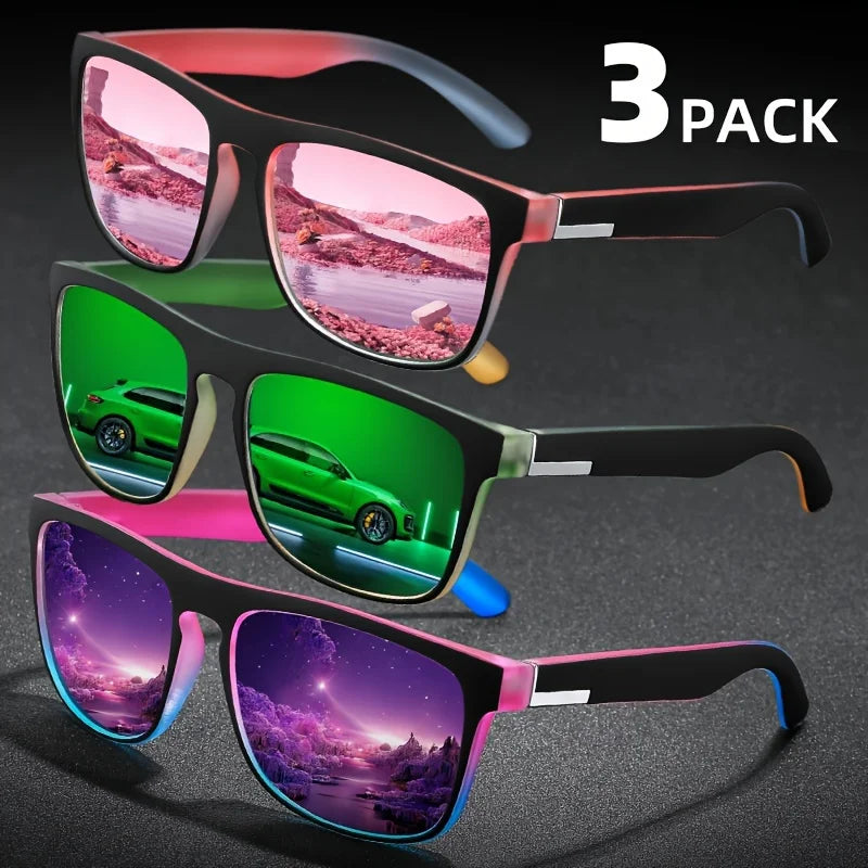 Lot de 3 lunettes carrées polarisées dégradées