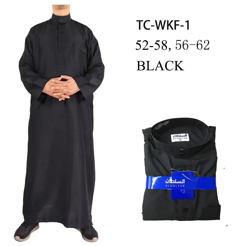 Qamis Homme Uni – Kaftan Jubba Islamique avec Bonnet