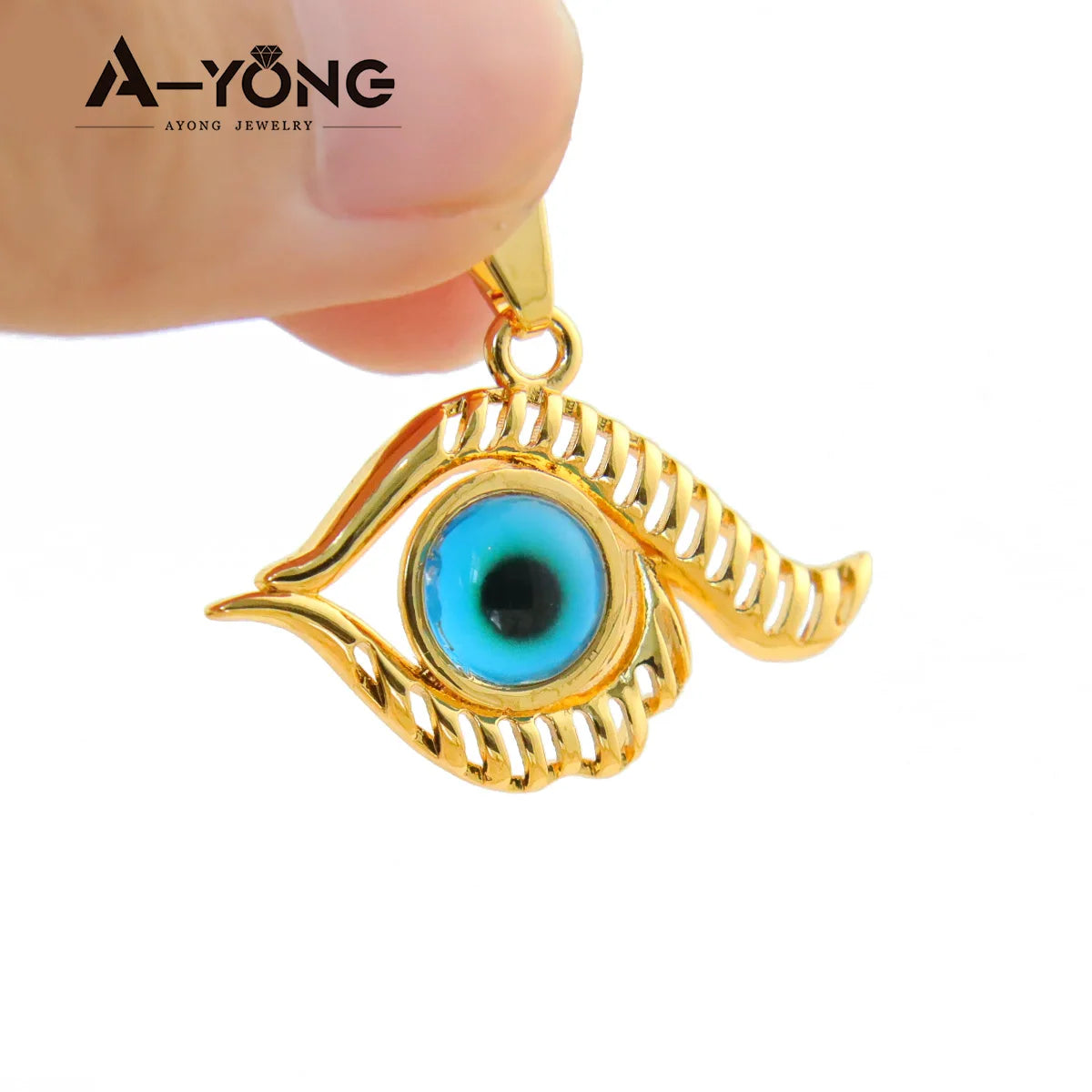 Collier pendentif œil turc porte-bonheur – Plaqué or 21k