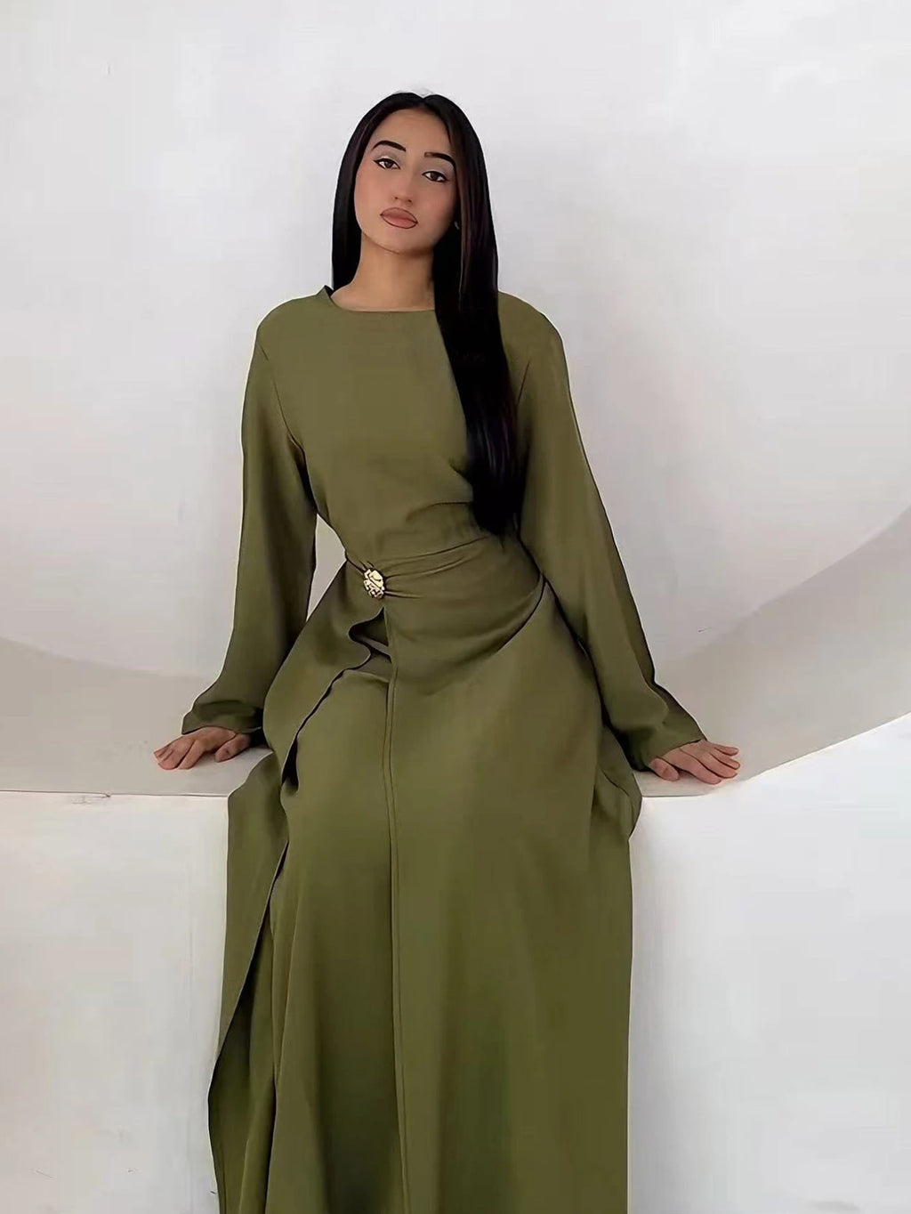 Abaya unie modeste – Tenue Aïd élégante