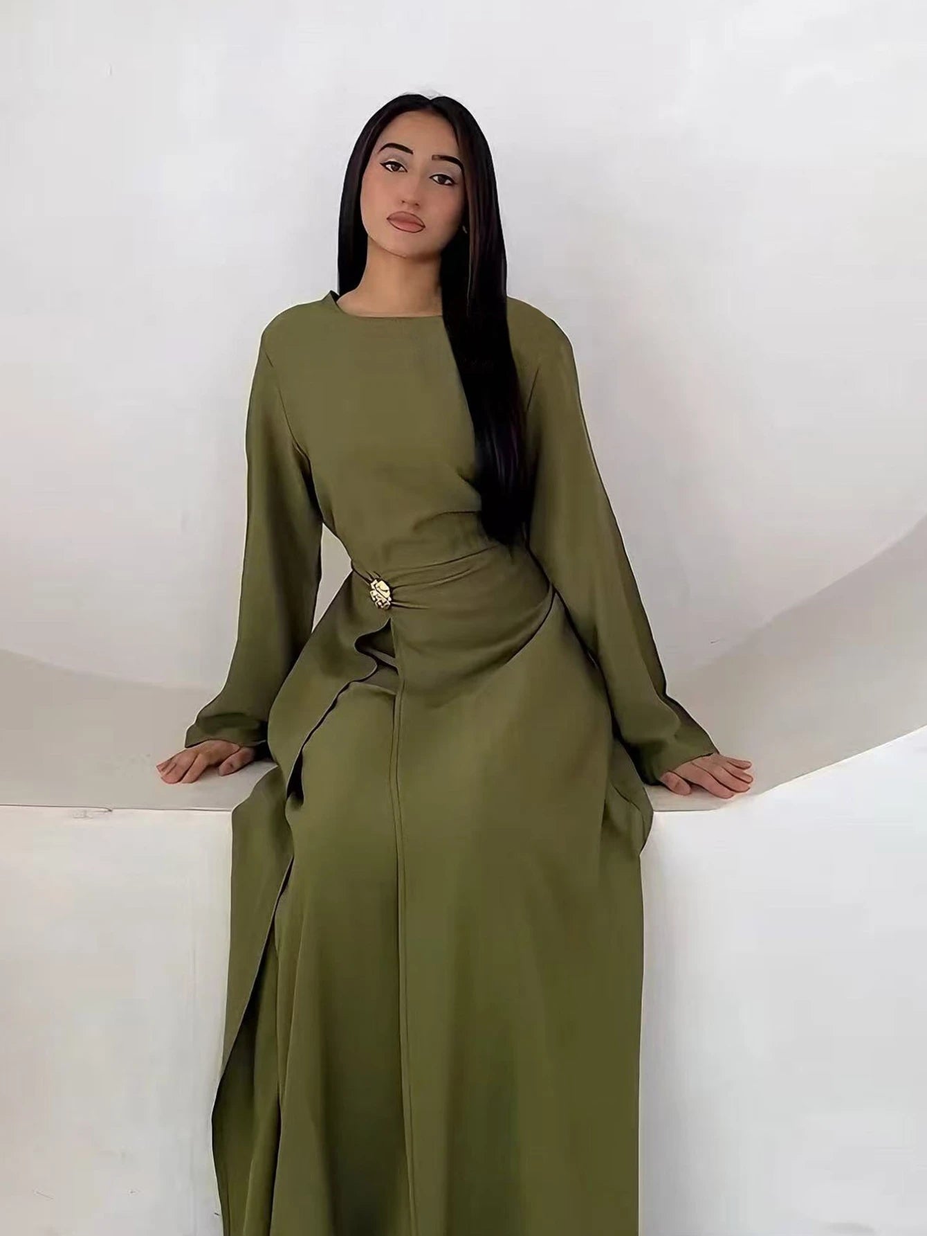 Abaya unie modeste – Tenue Aïd élégante