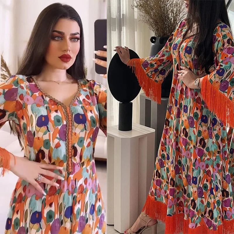 Abaya Femme Élégante Dentelle Brodée – Kaftan Marocain Soirée