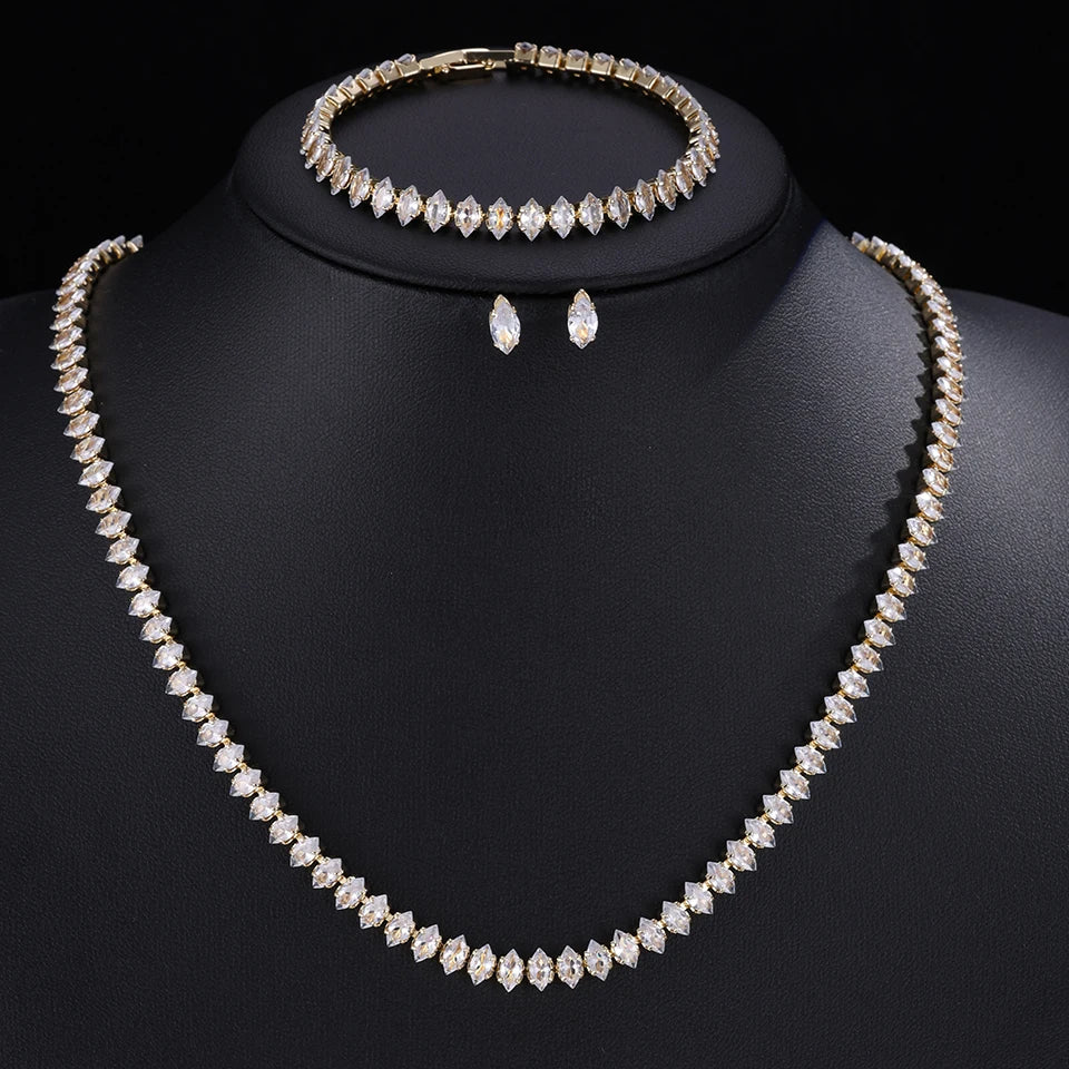 Parure collier & boucles d'oreilles zirconium AAA – Mariage