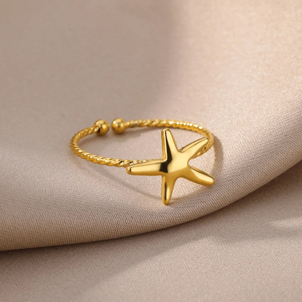 Bague ouverte réglable acier inoxydable – Plaquée or 18k