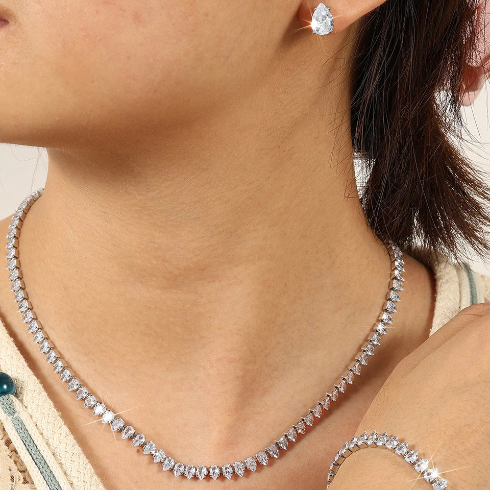 Parure collier & boucles d'oreilles zirconium AAA – Mariage