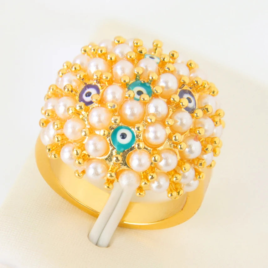 Bague de mariage perles plaquée or 21k – Style bohème