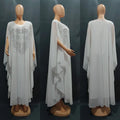 Ensemble 2 Pièces Abaya Femme Perlée Manches Chauve-Souris