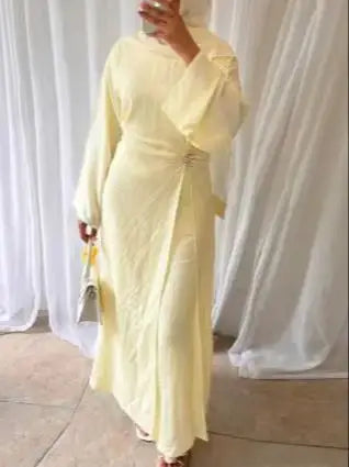 Abaya Femme Unie à Cordon – Robe Longue Modest Ramadan