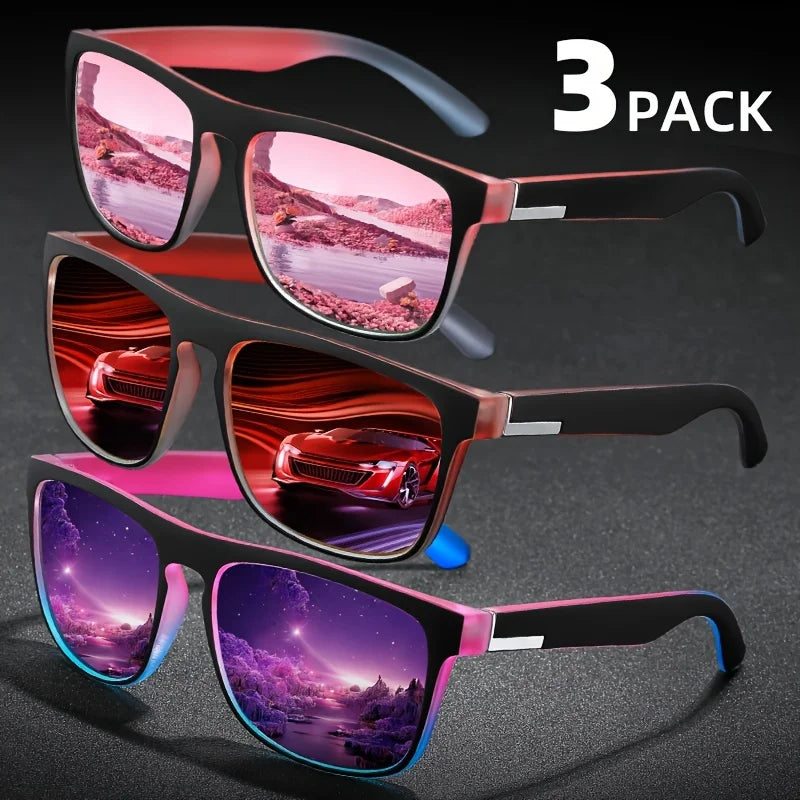 Lot de 3 lunettes carrées polarisées dégradées