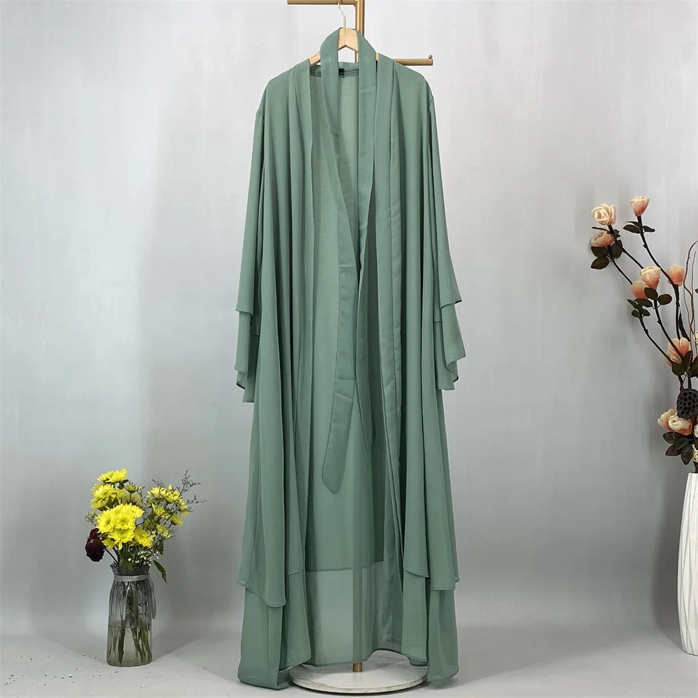 Abaya ouverte en mousseline – Style Kebaya