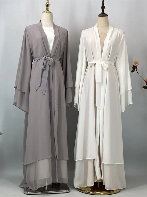 Abaya ouverte en mousseline – Style Kebaya