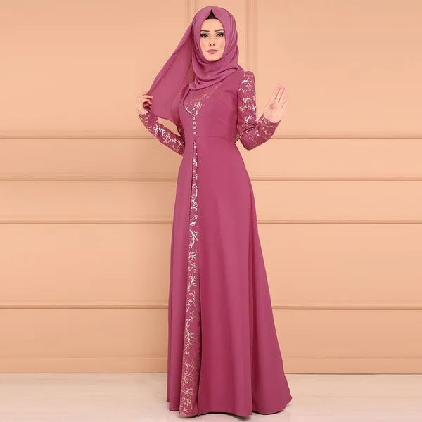 Abaya Femme Imprimée – Robe Longue Musulmane Maroc Ramadan