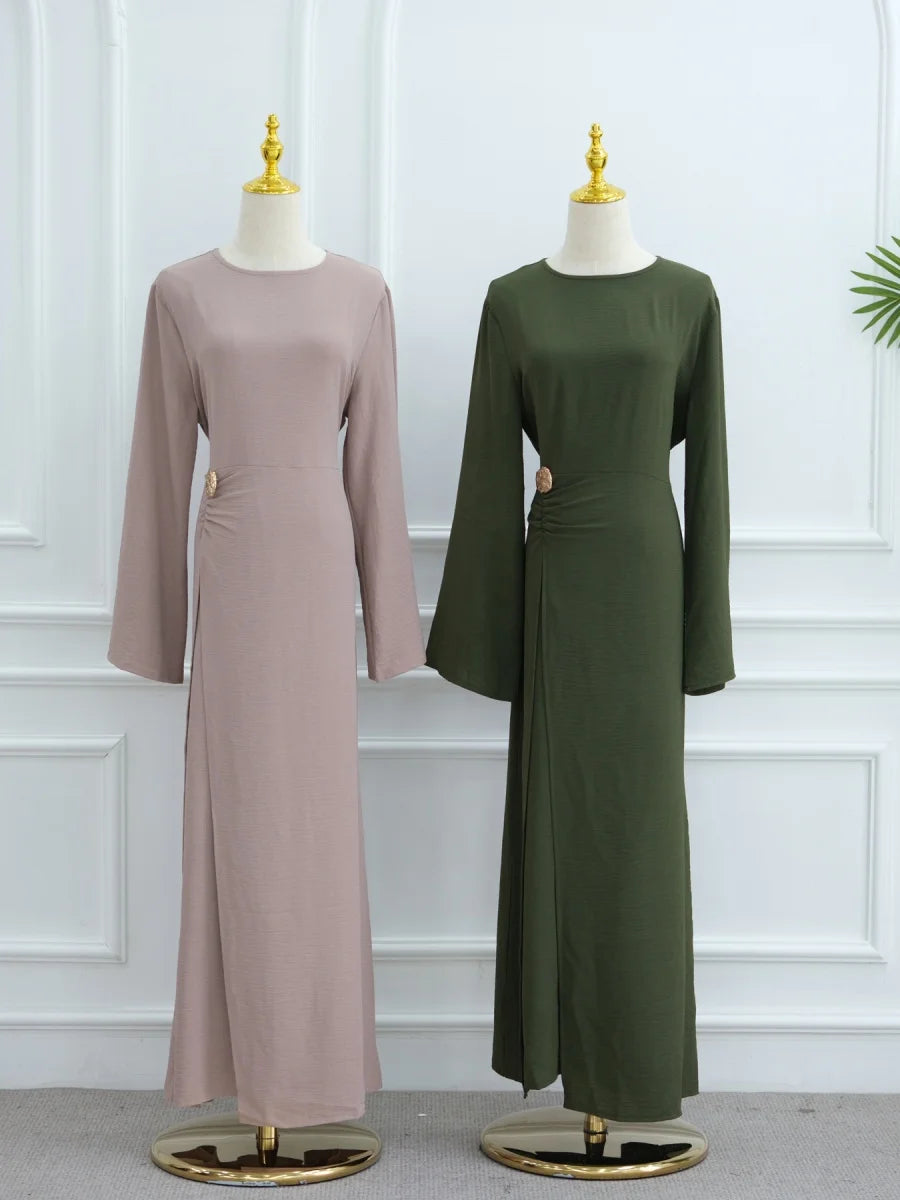 Abaya Femme Unie à Cordon – Robe Longue Modest Ramadan