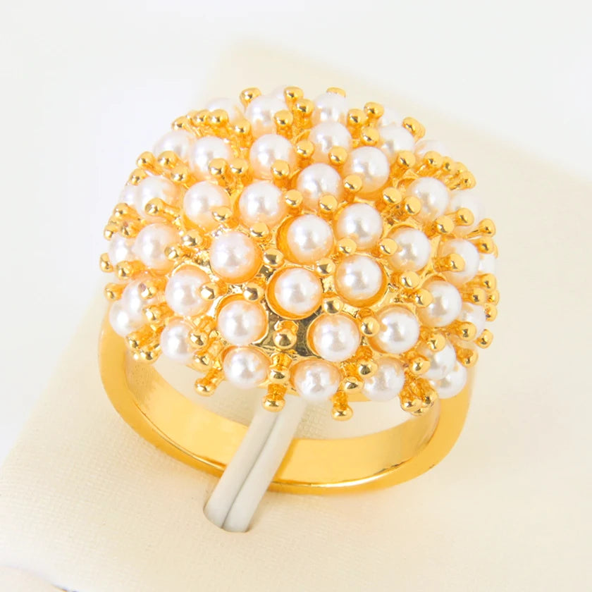 Bague de mariage perles plaquée or 21k – Style bohème