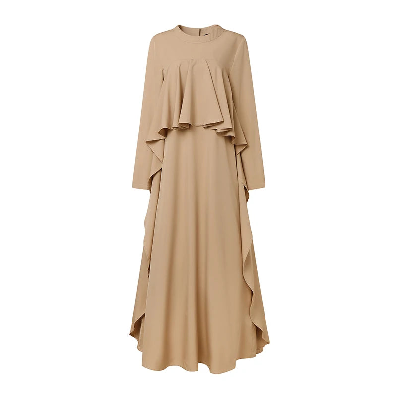 Abaya Femme Élégante Manches Longues – Robe Kaftan à Volants