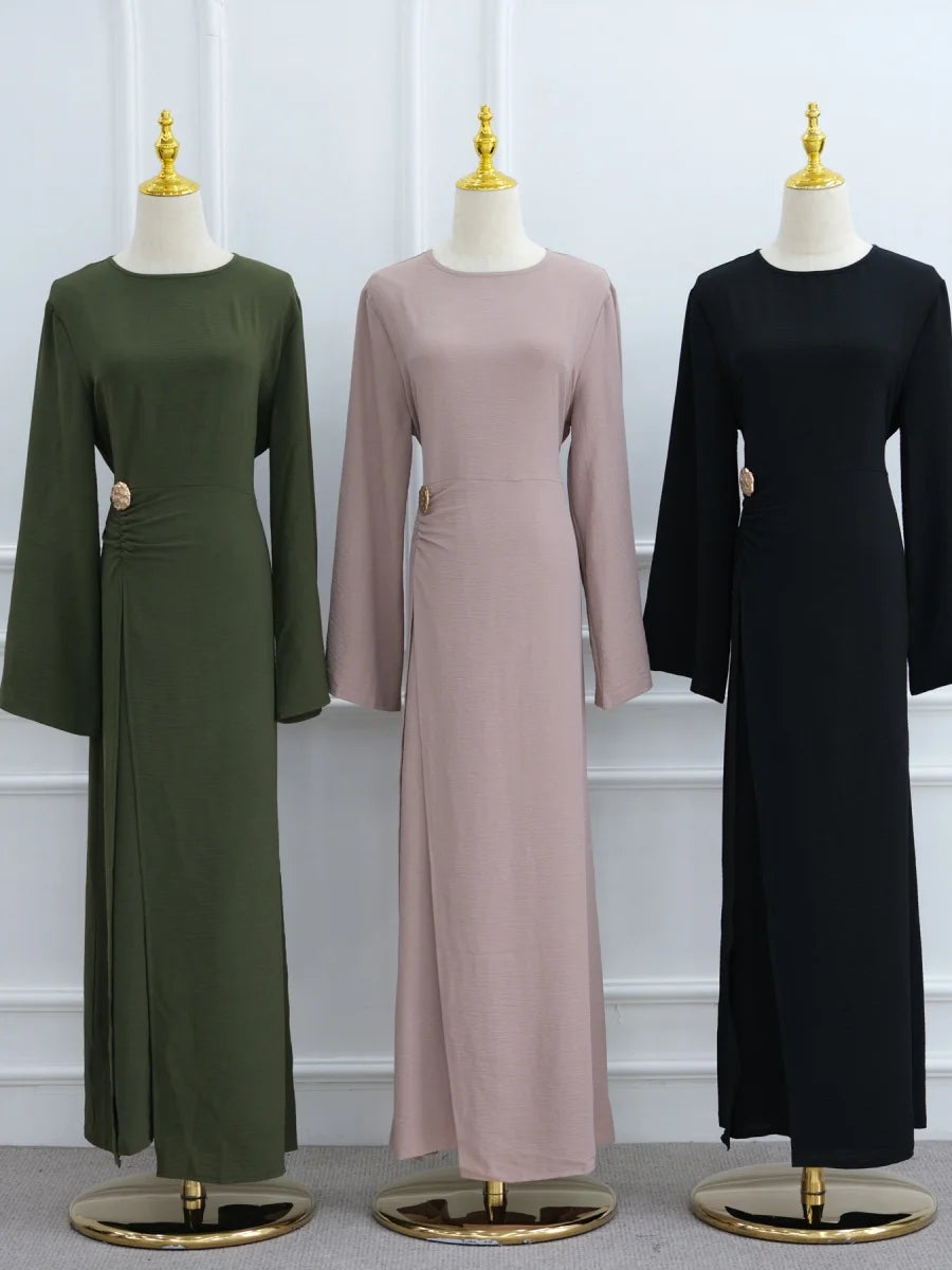 Abaya Femme Unie à Cordon – Robe Longue Modest Ramadan