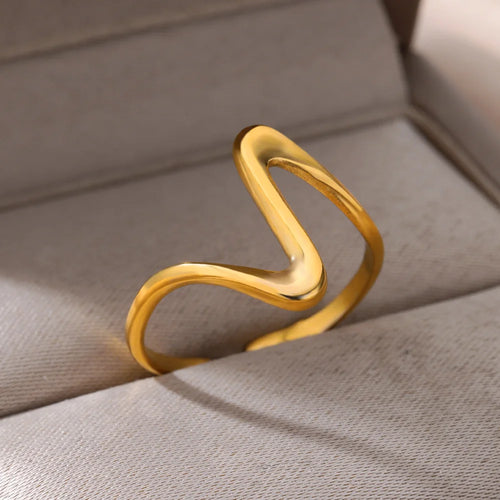 Bague ouverte réglable acier inoxydable – Plaquée or 18k