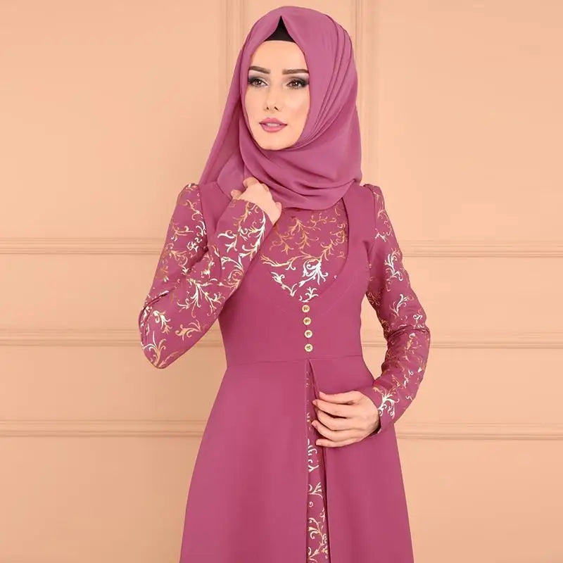 Abaya Femme Imprimée – Robe Longue Musulmane Maroc Ramadan