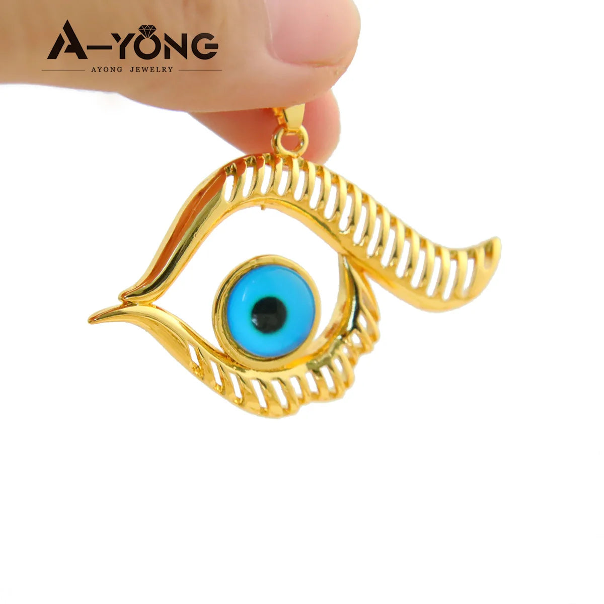 Collier pendentif œil turc porte-bonheur – Plaqué or 21k