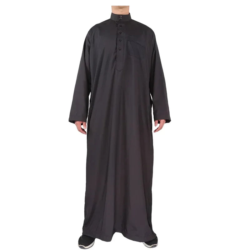 Qamis Homme Uni – Kaftan Jubba Islamique avec Bonnet