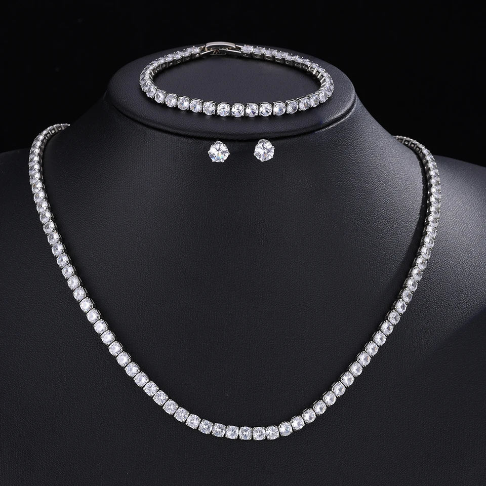 Parure collier & boucles d'oreilles zirconium AAA – Mariage