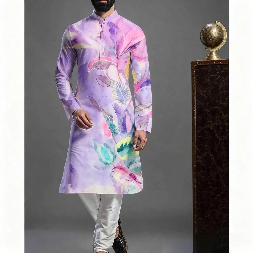 Jubba Thobe Homme Imprimé – Robe Longue Islamique Style Kimono