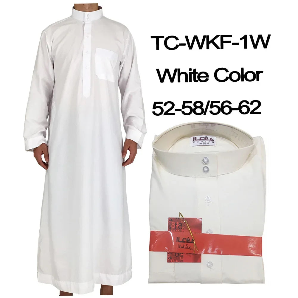 Qamis Homme Uni – Kaftan Jubba Islamique avec Bonnet