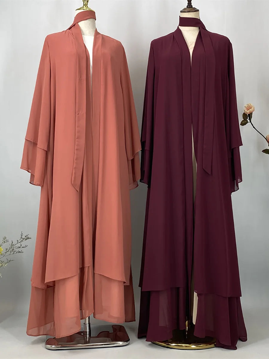 Abaya ouverte en mousseline – Style Kebaya
