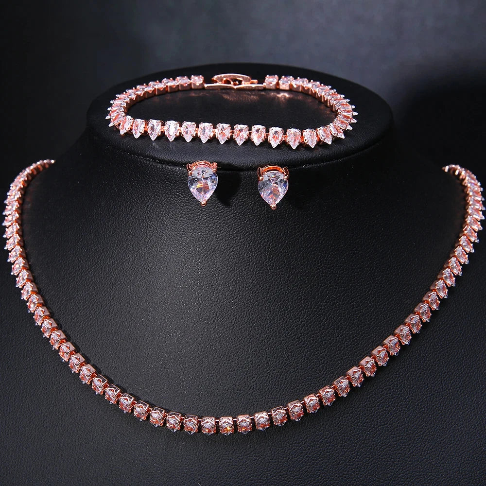 Parure collier & boucles d'oreilles zirconium AAA – Mariage
