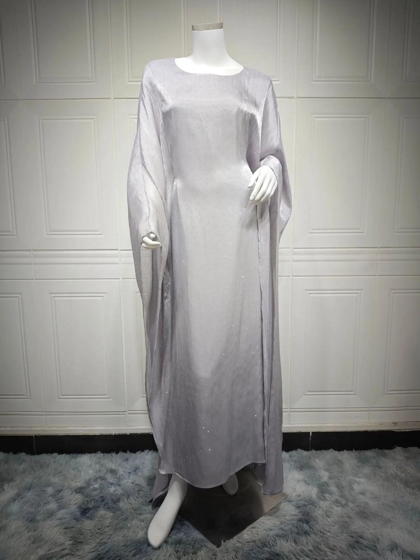 Abaya Ramadan Femme Manches Chauve-Souris Perlée