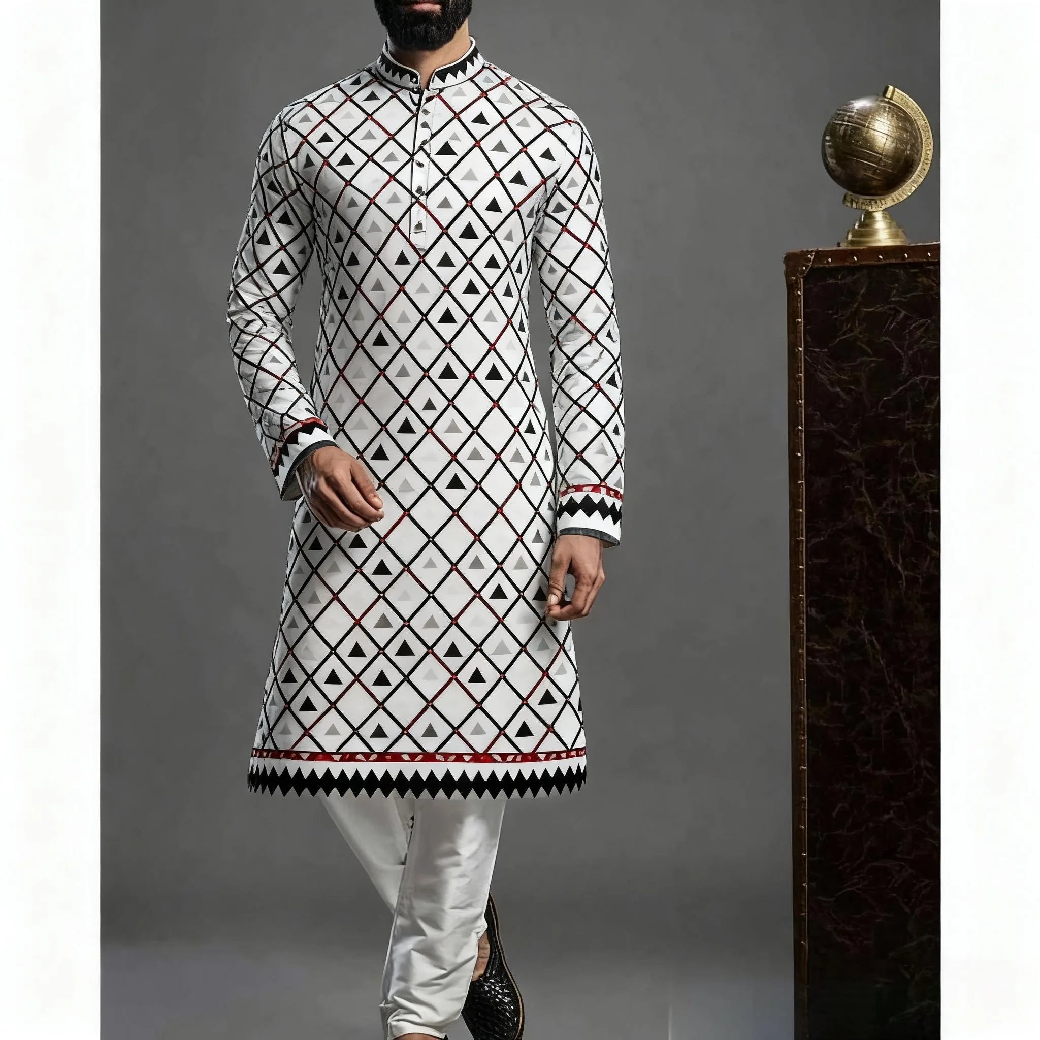 Jubba Thobe Homme Imprimé – Robe Longue Islamique Style Kimono