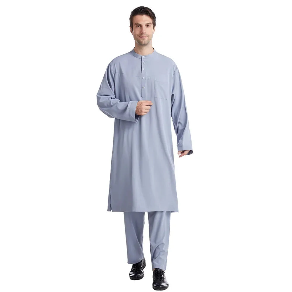 Ensemble Thobe Pantalon Homme – Tenue Islamique Ramadan 2 Pièces
