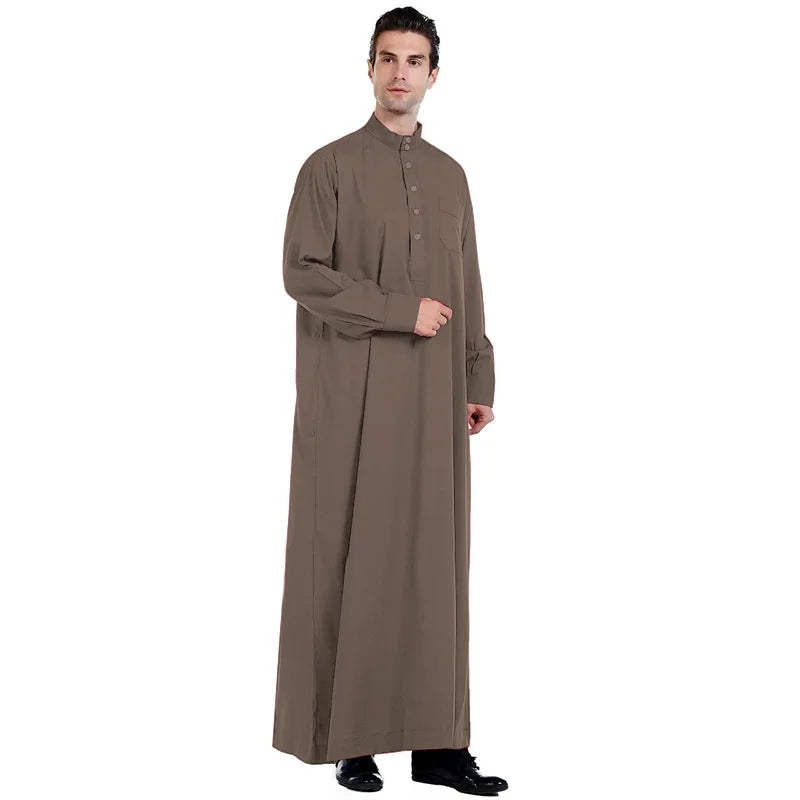 Qamis Homme Uni – Kaftan Jubba Islamique avec Bonnet