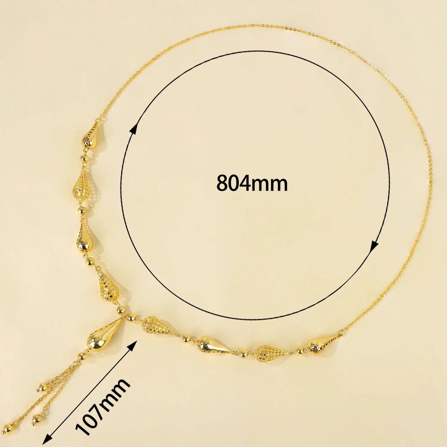 Long collier à breloques plaqué or 21k – Style Dubai