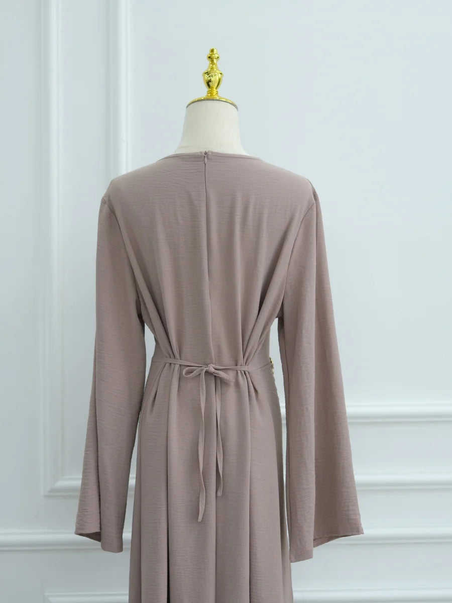 Abaya Femme Unie à Cordon – Robe Longue Modest Ramadan