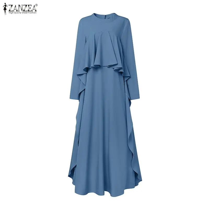 Abaya Femme Élégante Manches Longues – Robe Kaftan à Volants