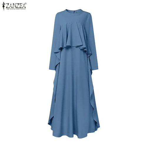 Abaya Femme Élégante Manches Longues – Robe Kaftan à Volants