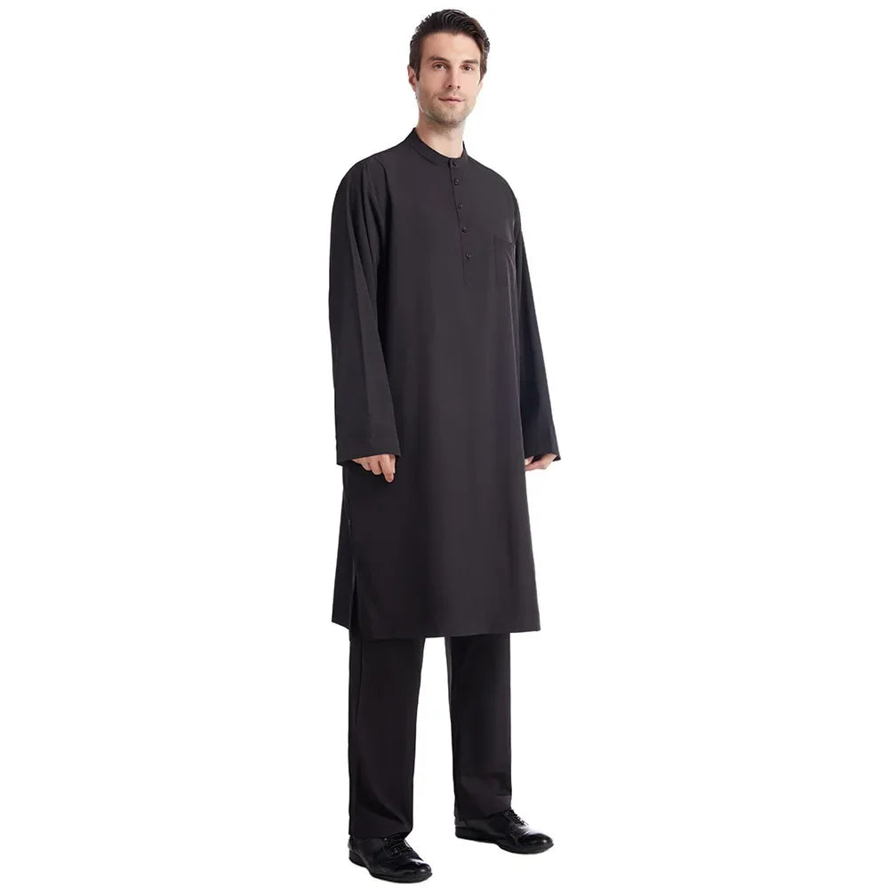 Ensemble Thobe Pantalon Homme – Tenue Islamique Ramadan 2 Pièces