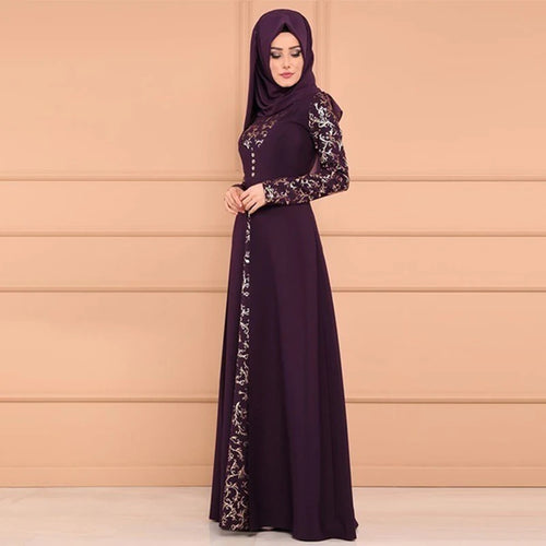 Abaya Femme Imprimée – Robe Longue Musulmane Maroc Ramadan