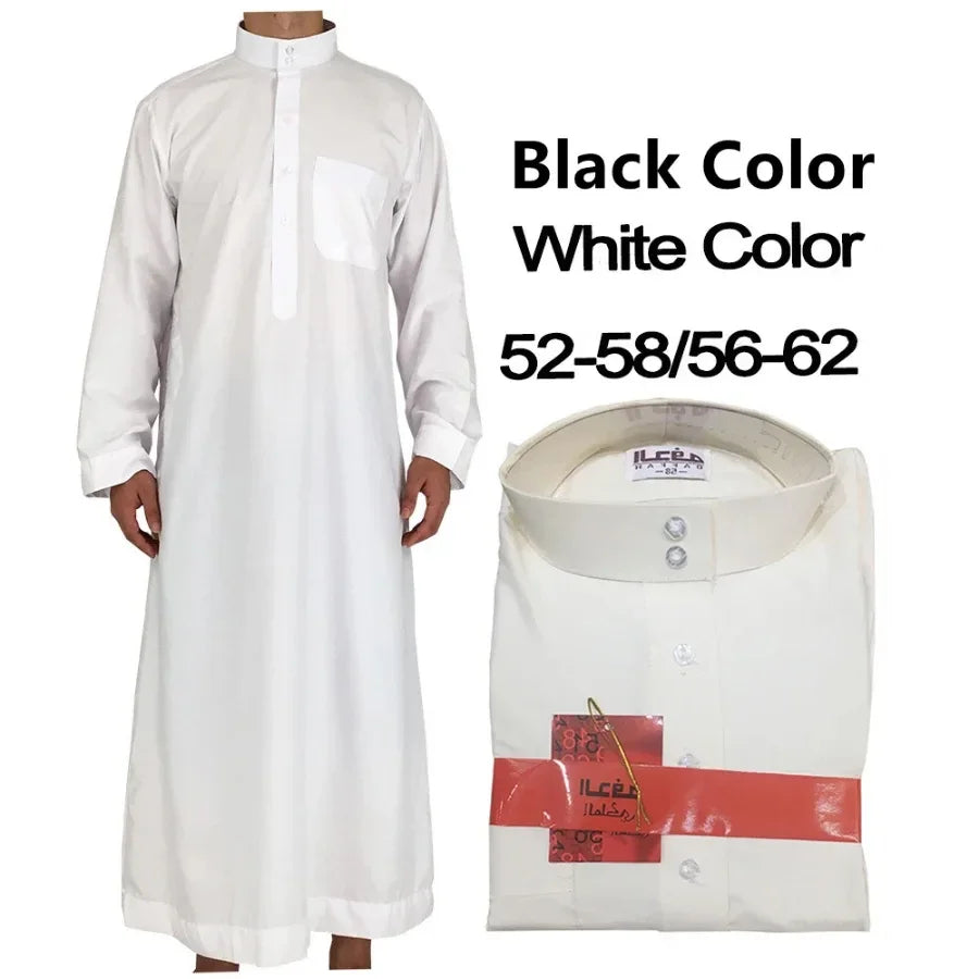 Qamis Homme Uni – Kaftan Jubba Islamique avec Bonnet