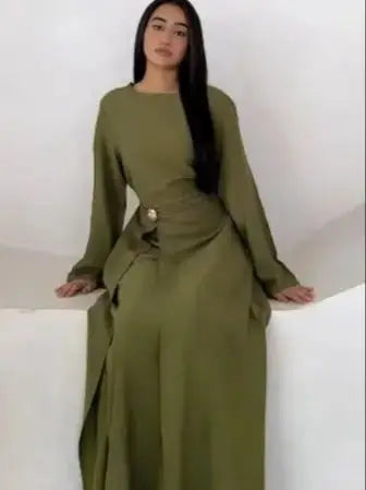 Abaya Femme Unie à Cordon – Robe Longue Modest Ramadan