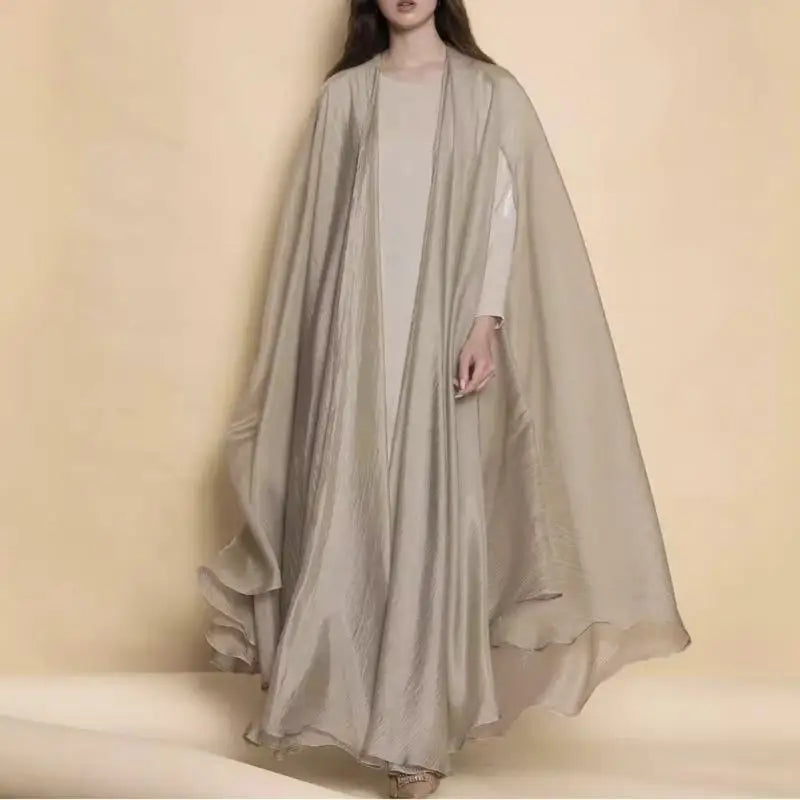 Robe de Soirée Islamique Femme – Longue Métallique avec Cardigan