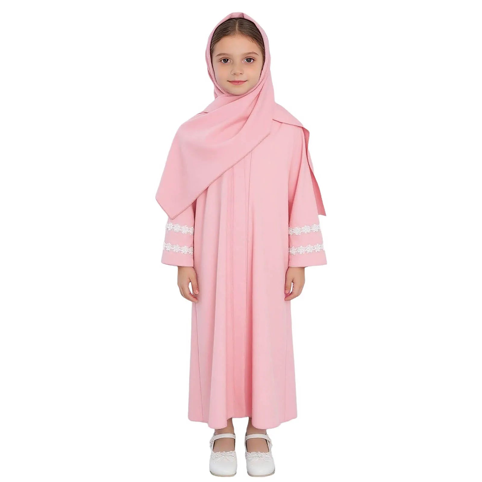 Abaya Fille avec Hijab – Robe Zippée Ramadan Eid