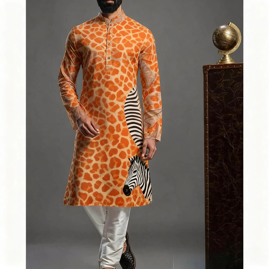 Jubba Thobe Homme Imprimé – Robe Longue Islamique Style Kimono