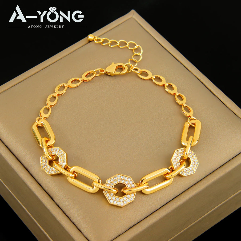 Parure complète zirconium plaquée or 21k – Style Dubai
