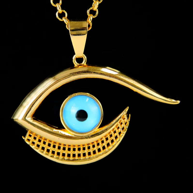 Collier pendentif œil turc porte-bonheur – Plaqué or 21k