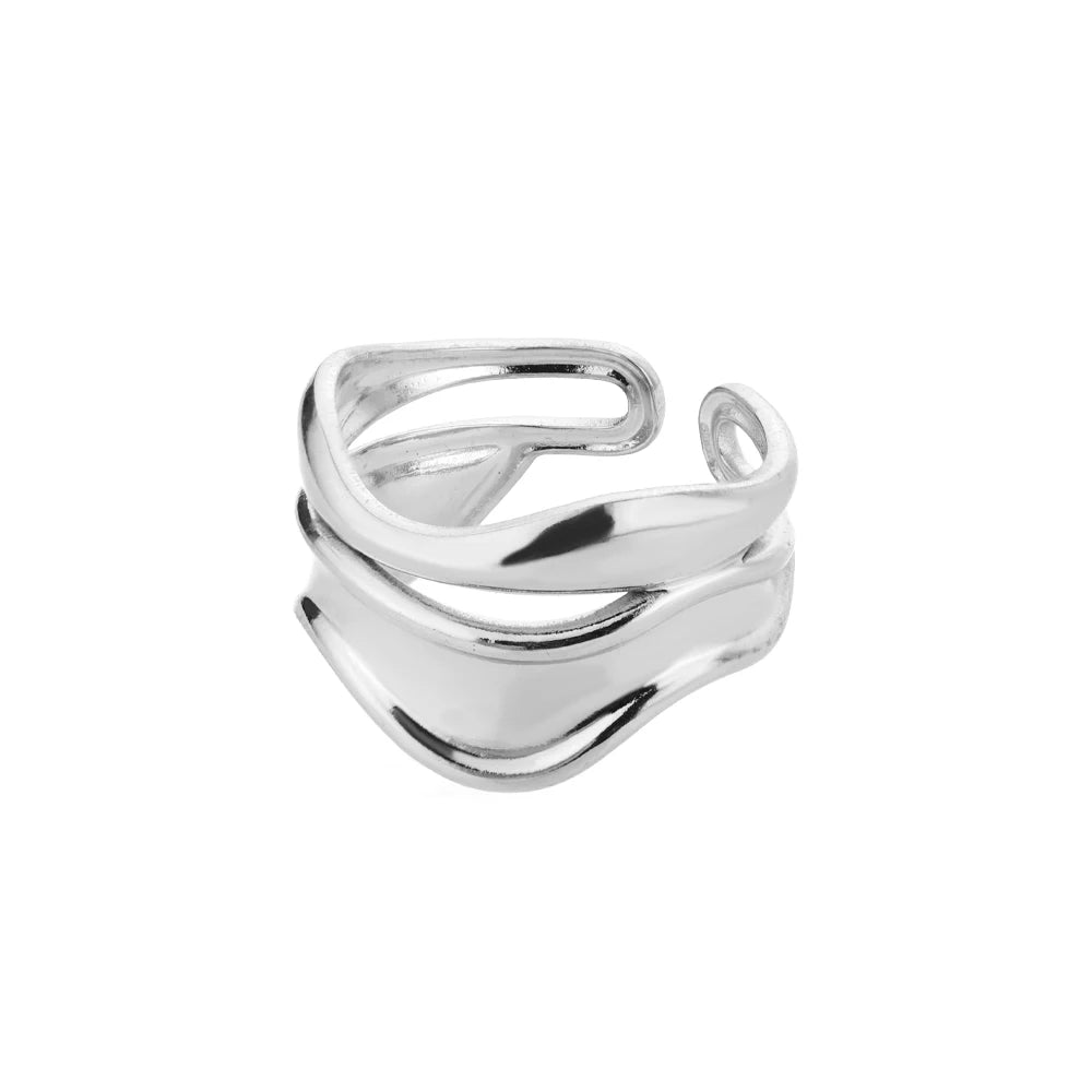 Bague ouverte réglable acier inoxydable – Plaquée or 18k