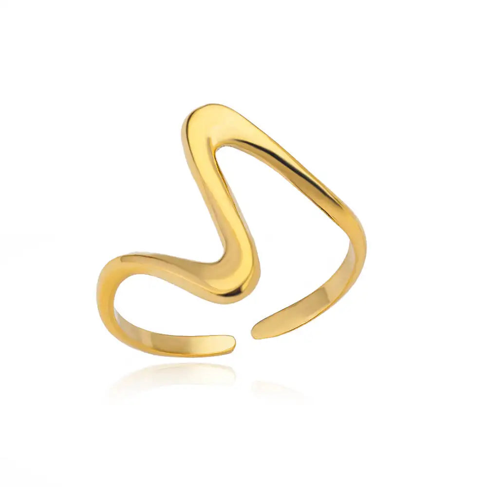 Bague ouverte réglable acier inoxydable – Plaquée or 18k