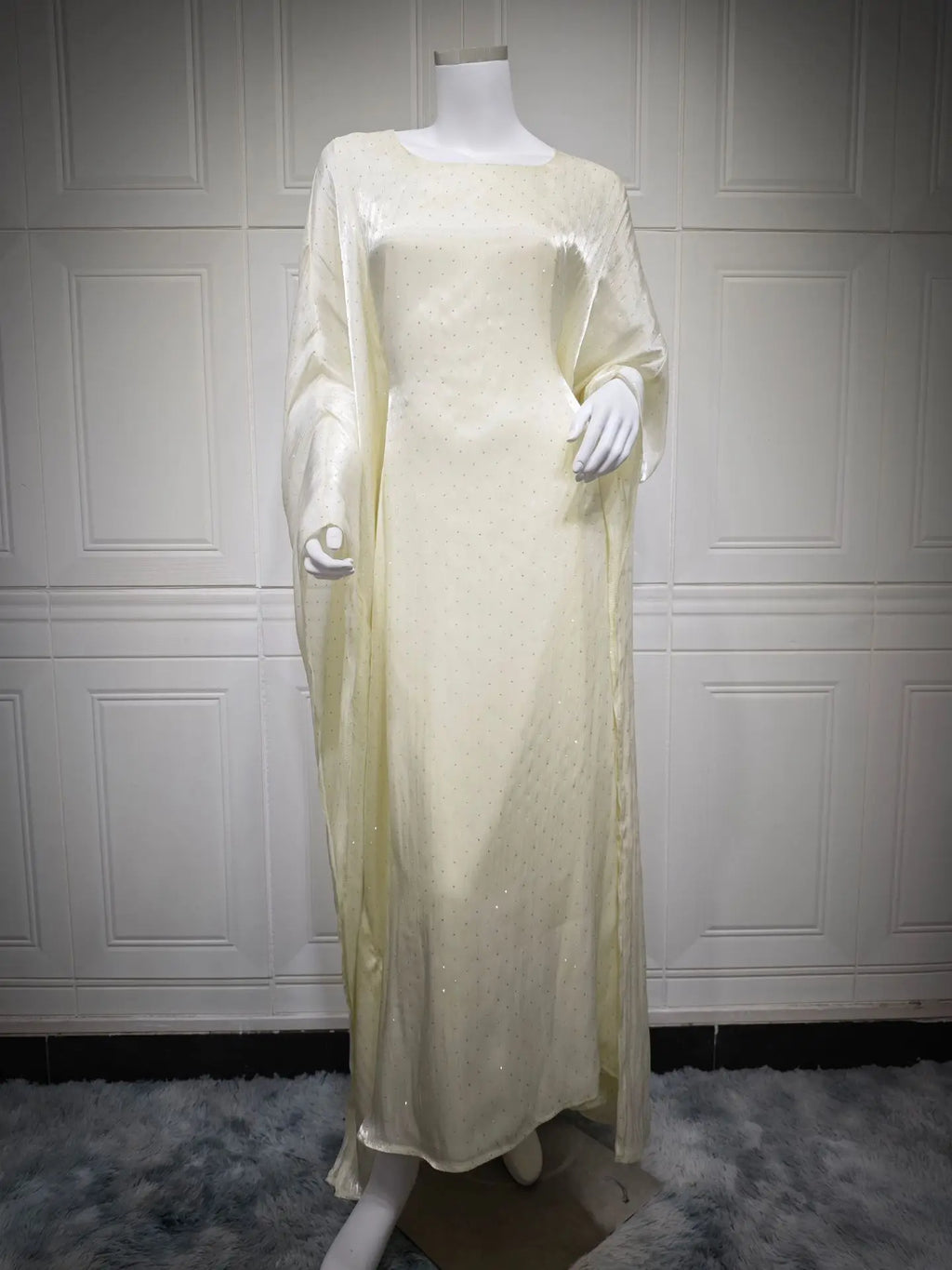Abaya Ramadan Femme Manches Chauve-Souris Perlée