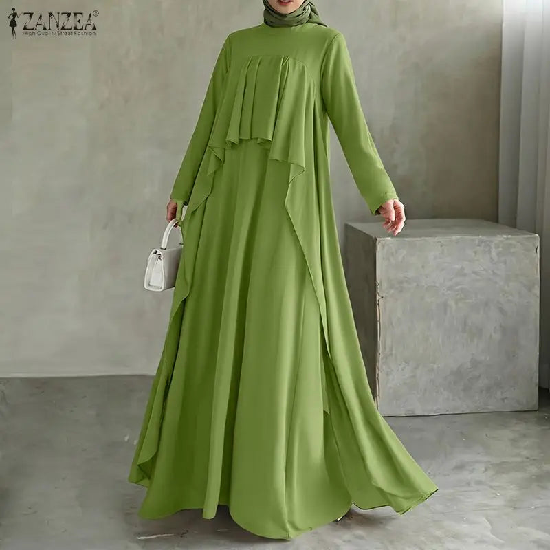 Abaya Femme Élégante Manches Longues – Robe Kaftan à Volants
